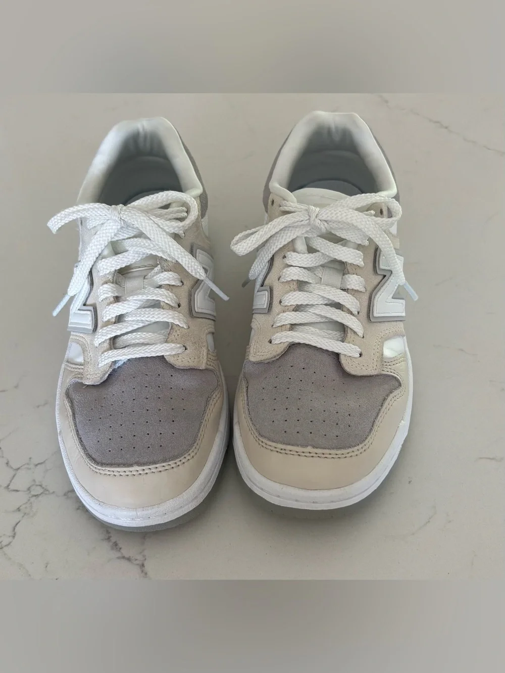 New Balance, Neutral White and Light Gray Casual Sneakers - like new